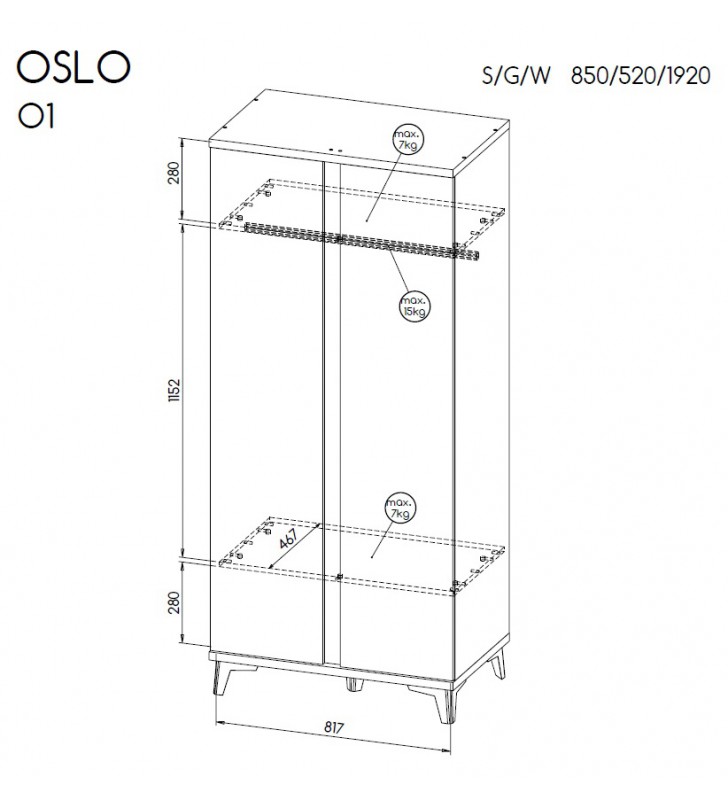 Biało-brązowa szafa w stylu skandynawskim Oslo O1