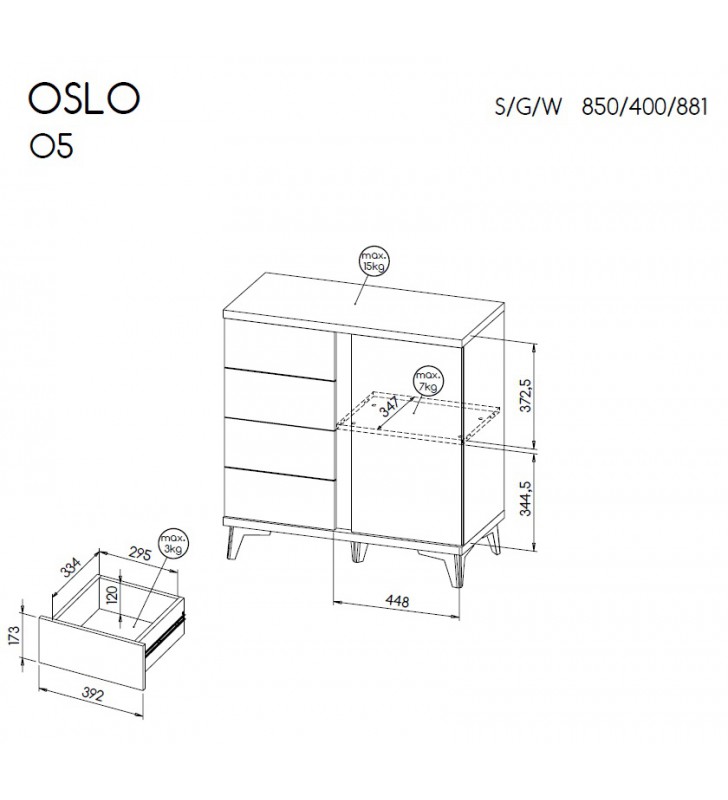 Biało-brązowa komoda w stylu skandynawskim Oslo O5