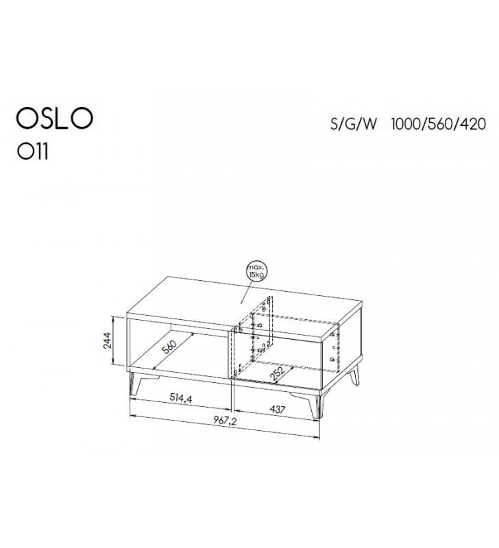 Biało-brązowa ława w stylu skandynawskim Oslo O11