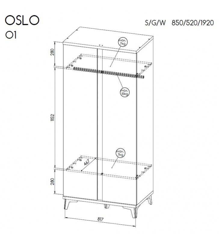 Zestaw biało-brązowych mebli do salonu Oslo C