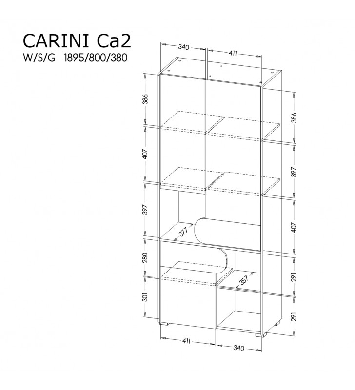 Regał zamknięty do pokoju młodzieżowego Carini CA2