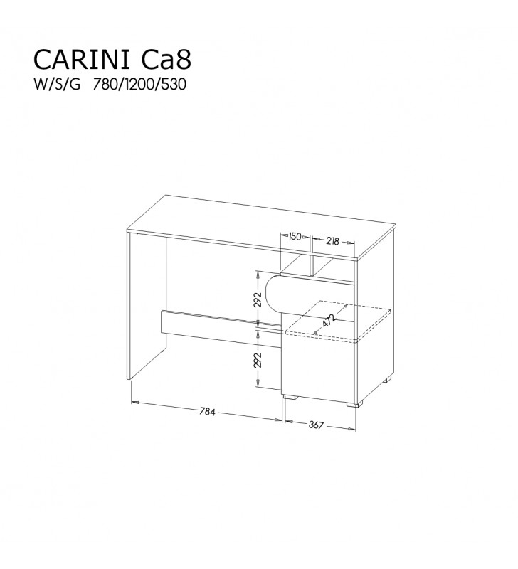 Biurko do pokoju młodzieżowego Carini CA8