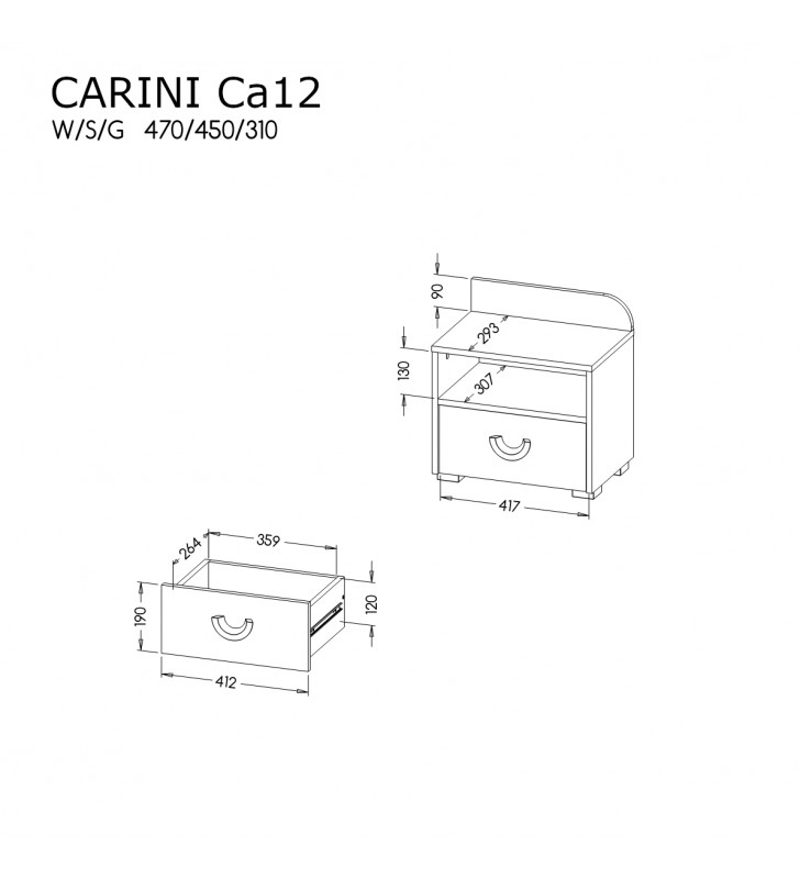 Szafka nocna do pokoju młodzieżowego Carini CA12
