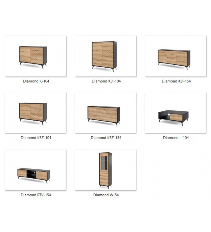 Czarno-brązowa witryna do salonu Diamond W-54