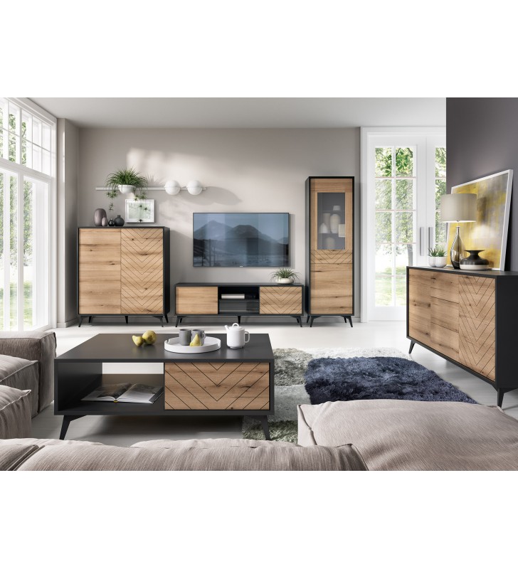 Czarno-brązowy stolik RTV Diamond RTV-154