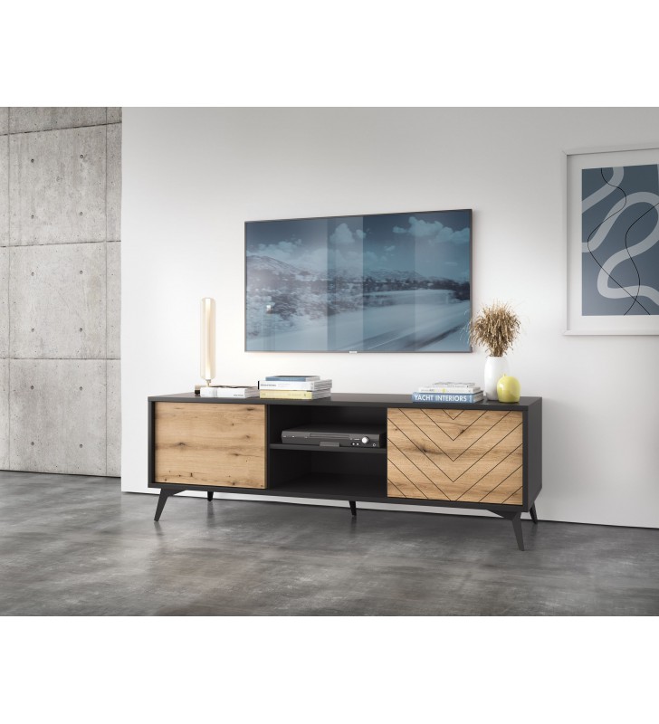 Czarno-brązowy stolik RTV Diamond RTV-154