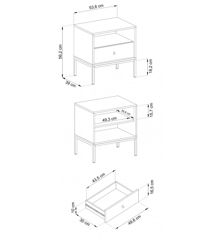 Bordowa szafka nocna w stylu nowoczesnym Mono MS-54