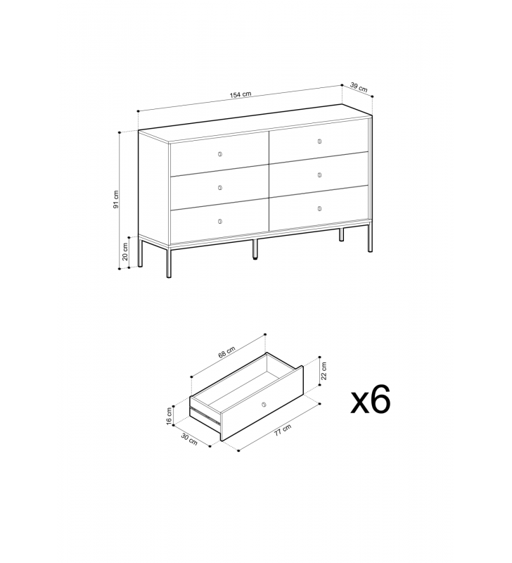 Granatowa komoda z szufladami w stylu nowoczesnym Mono MKS-154