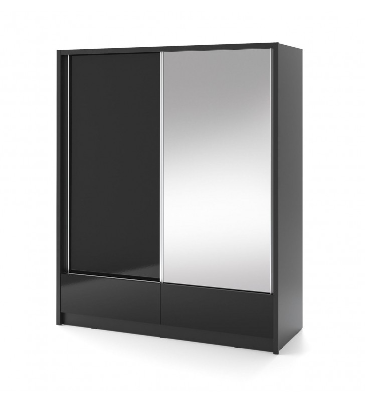 Czarna szafa przesuwna z lustrem ARIA I 180