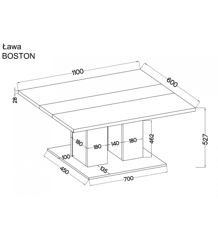 Jasnobrązowa ława w stylu nowoczesnym BOSTON