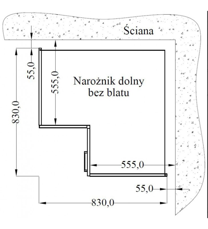 Szafka stojąca narożna STILO WH/WH 89x89 DN 1F BB