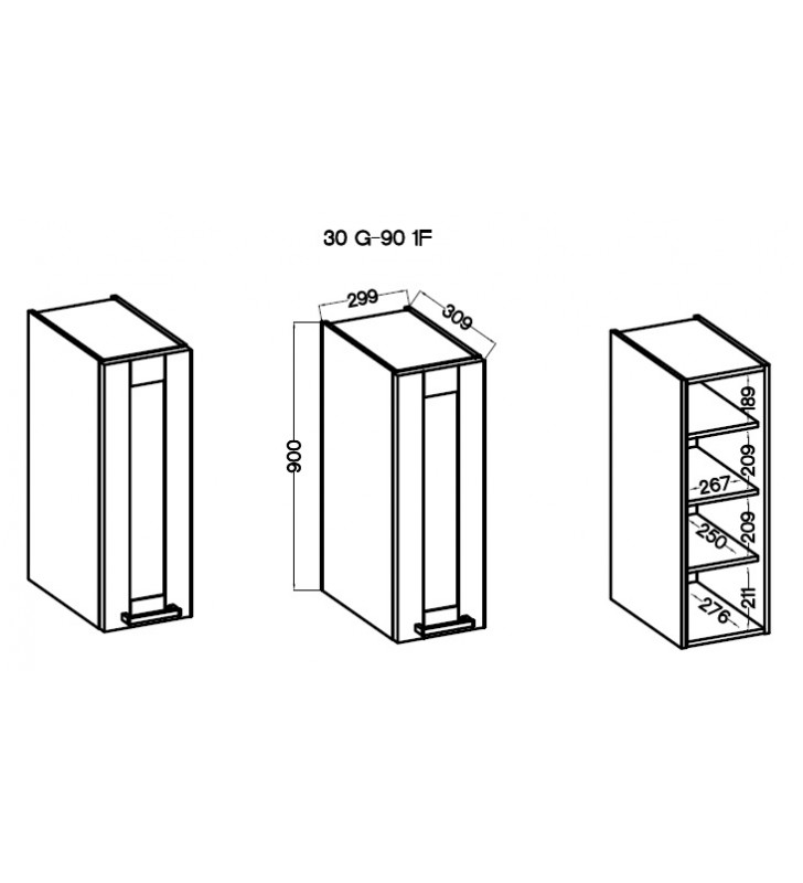 Szafka wisząca STILO 30 G-90 1F