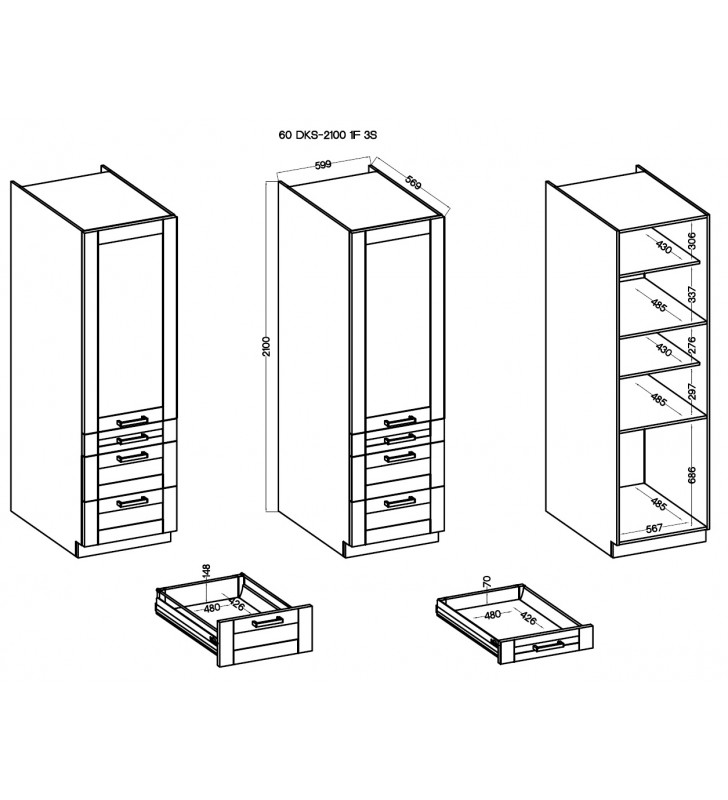 Szafka stojąca STILO 60 DKS-210 3S 1F