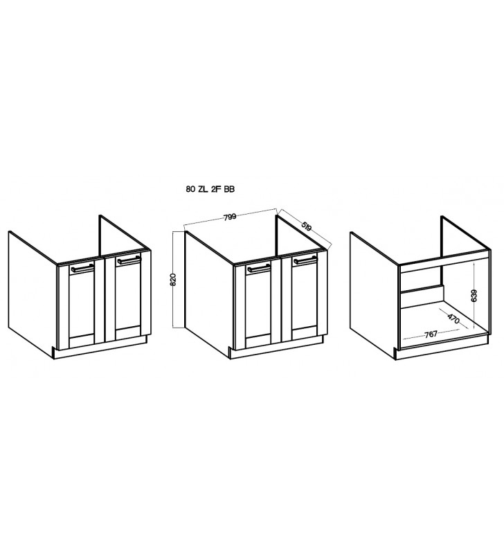 Szafka pod zlewozmywak STILO WH/WH 80 ZL 2F BB