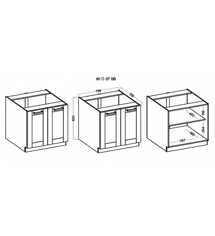 Szafka stojąca STILO WH/WH 80 D 2F BB