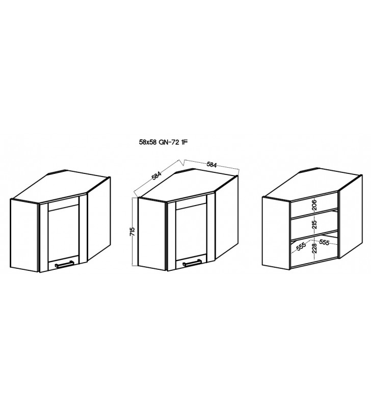 Szafka wisząca narożna STILO WH/WH 58x58 GN-72 1F