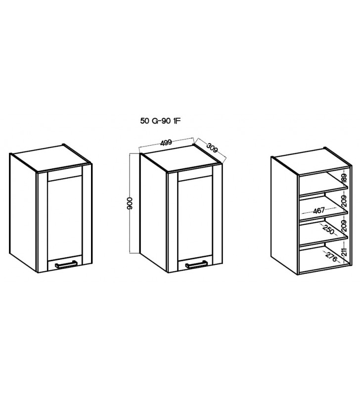 Szafka wisząca STILO WH/WH 50 G-90 1F