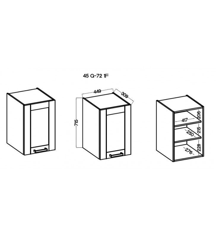Szafka wisząca STILO 45 G-72 1F dustgrey/white
