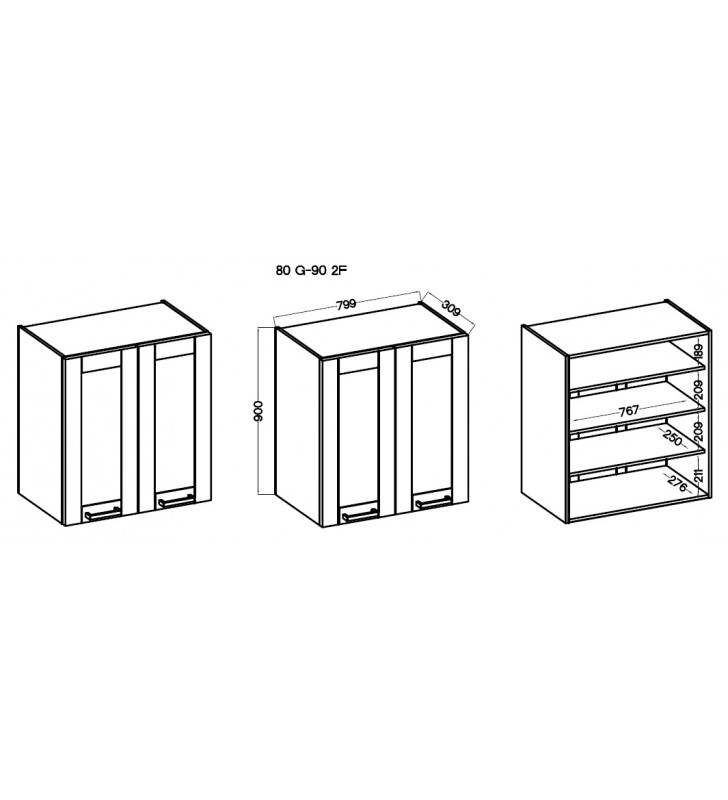 Szafka wisząca STILO 80 G-90 2F dustgrey/white