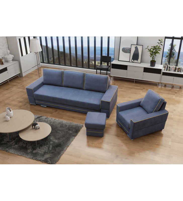 Zielona, rozkładana sofa z pojemnikiem na pościel Samanta A