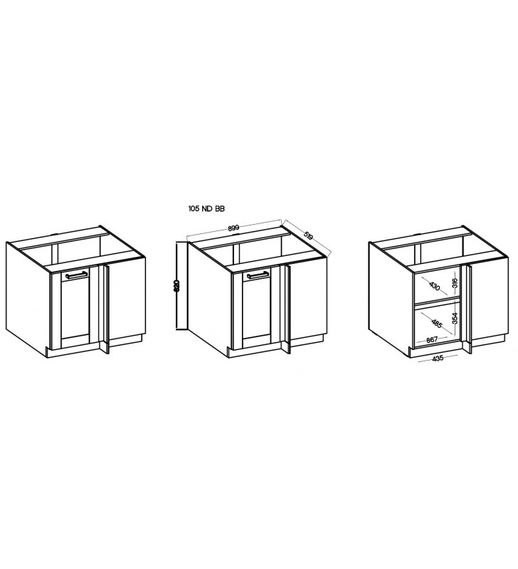 Szafka stojąca narożna STILO 105 DN 1F BB claygrey/white