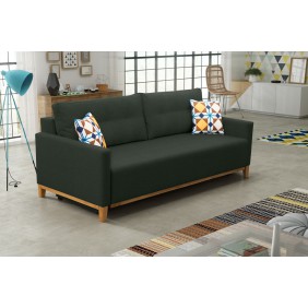 Zielona, rozkładana sofa z pojemnikiem na pościel Ariel malmo37