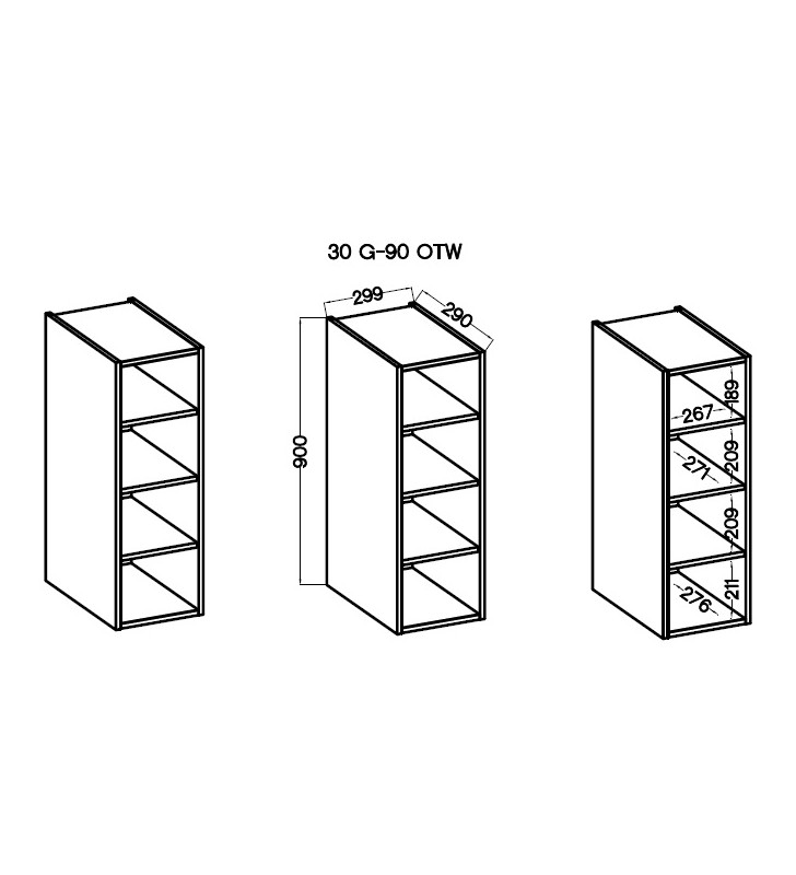 Szafka wisząca LUNA 30 G-90 OTW white