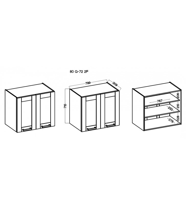 Szafka wisząca LUNA 80 G-72 2F claygrey/white