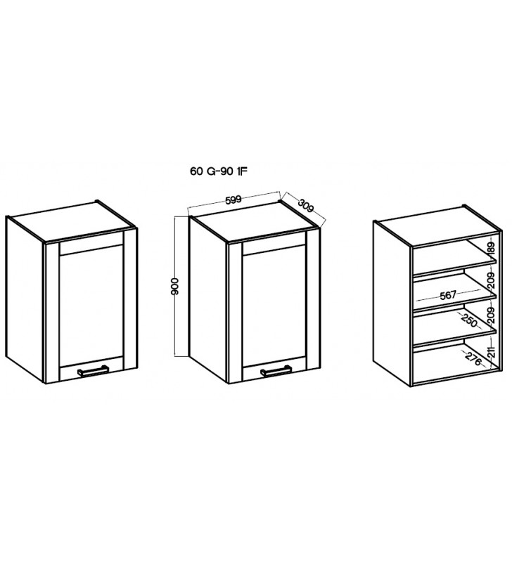 Szafka wisząca LUNA 60 G-90 1F claygrey/white