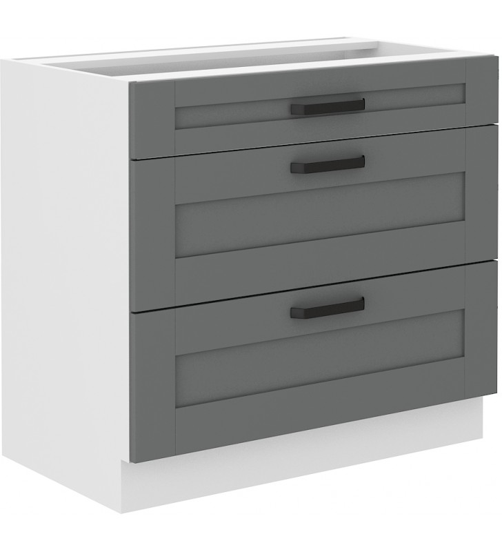 Szafka stojąca z szufladami LUNA 80 D 3S BB dustgrey/white