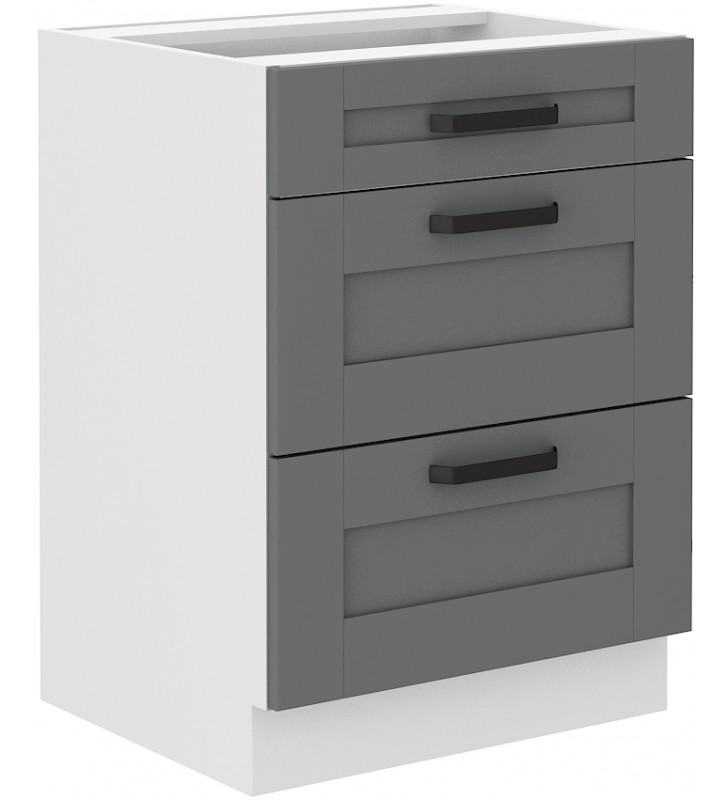 Szafka stojąca z szufladami LUNA 60 D 3S BB dustgrey/white