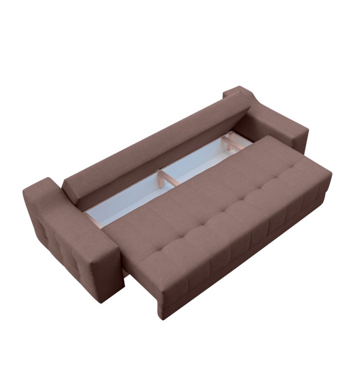 Szara, rozkładana sofa z pojemnikiem na pościel Cyntia