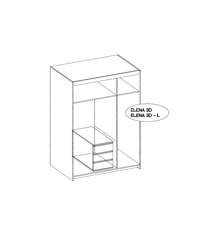 Szara szafa trzydrzwiowa ELENA 3D z dostępną nadstawką