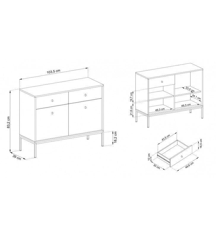 Granatowa komoda w stylu nowoczesnym Mono MKSZ-104