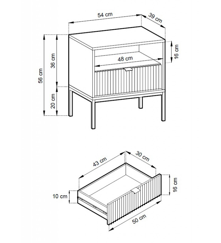 Czarny stolik nocny w stylu nowoczesnym Nova S-54