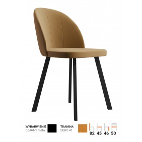 Krzesło z metalowymi nogami, tapicerowane, KT66/M