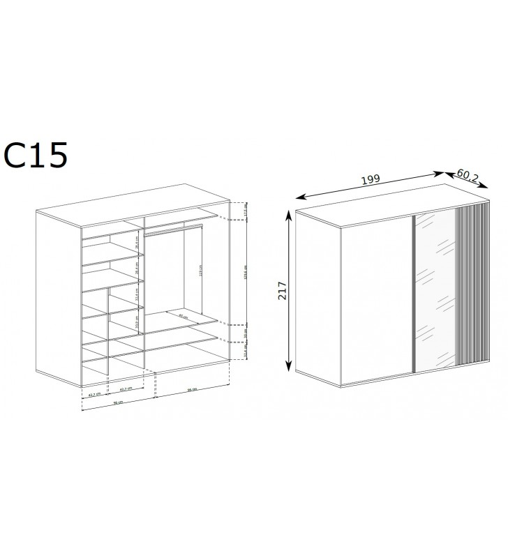 Szafa przesuwna w stylu nowoczesnym CALI C15