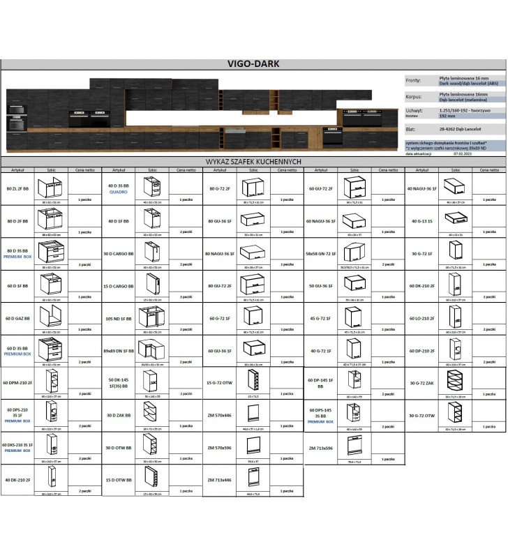 Zestaw mebli kuchennych Vigo Dark 1
