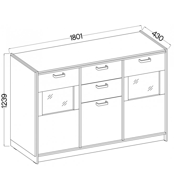 Duża komoda z przeszklonymi drzwiczkami Karia