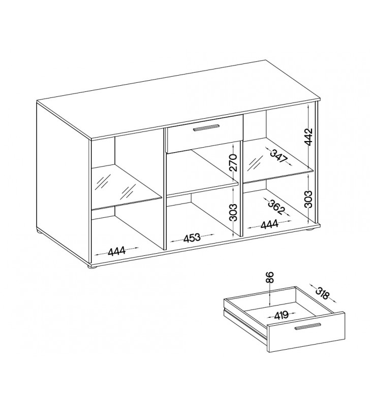 Czarno-grafitowa komoda z lamelami SALSA MDF BL/MAT