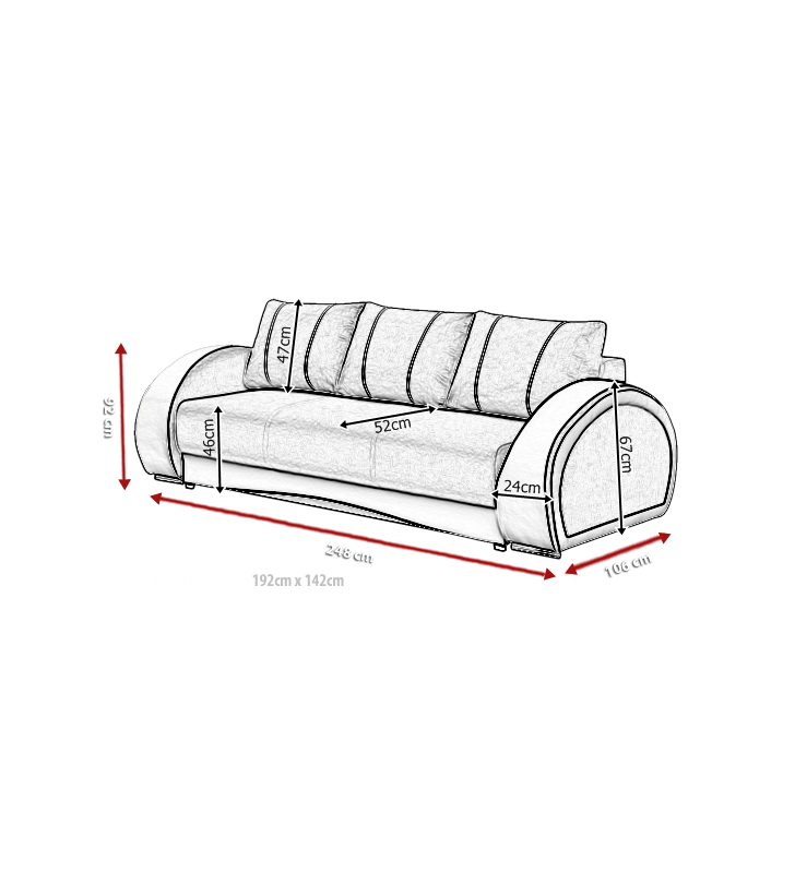 Beżowa, rozkładana sofa z pojemnikiem na pościel Cher