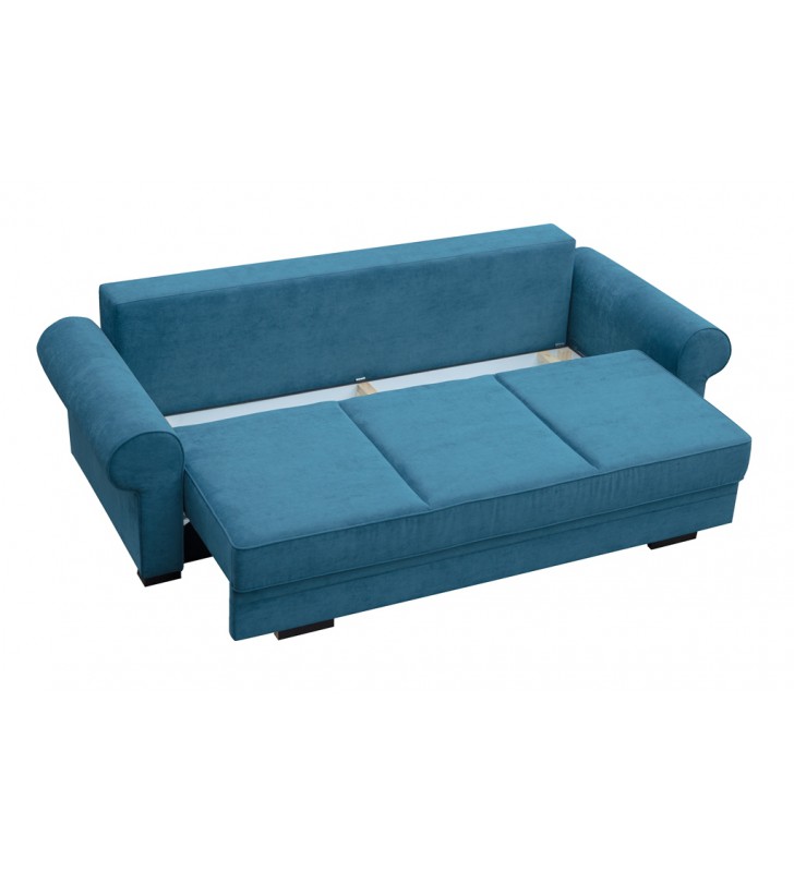 Jasnoszara, rozkładana sofa z pojemnikiem na pościel Bukiet