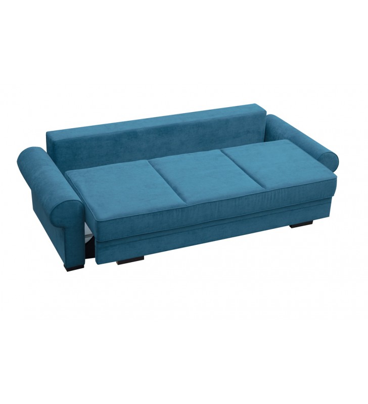 Jasnoszara, rozkładana sofa z pojemnikiem na pościel Bukiet