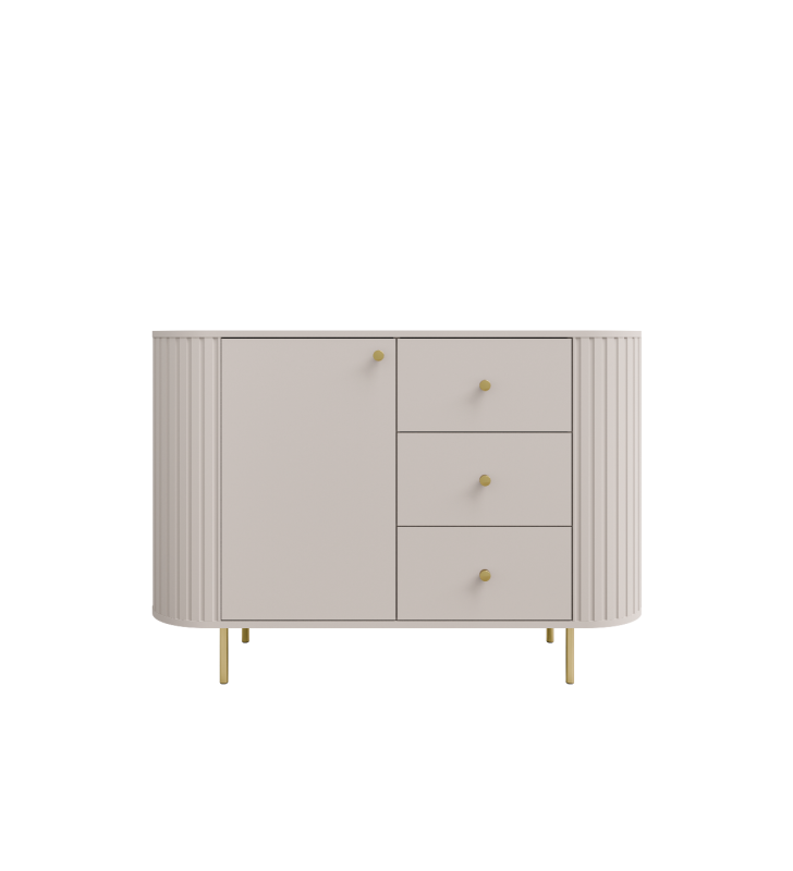 Beżowa komoda z szufladami w stylu nowoczesnym Ovalio 813