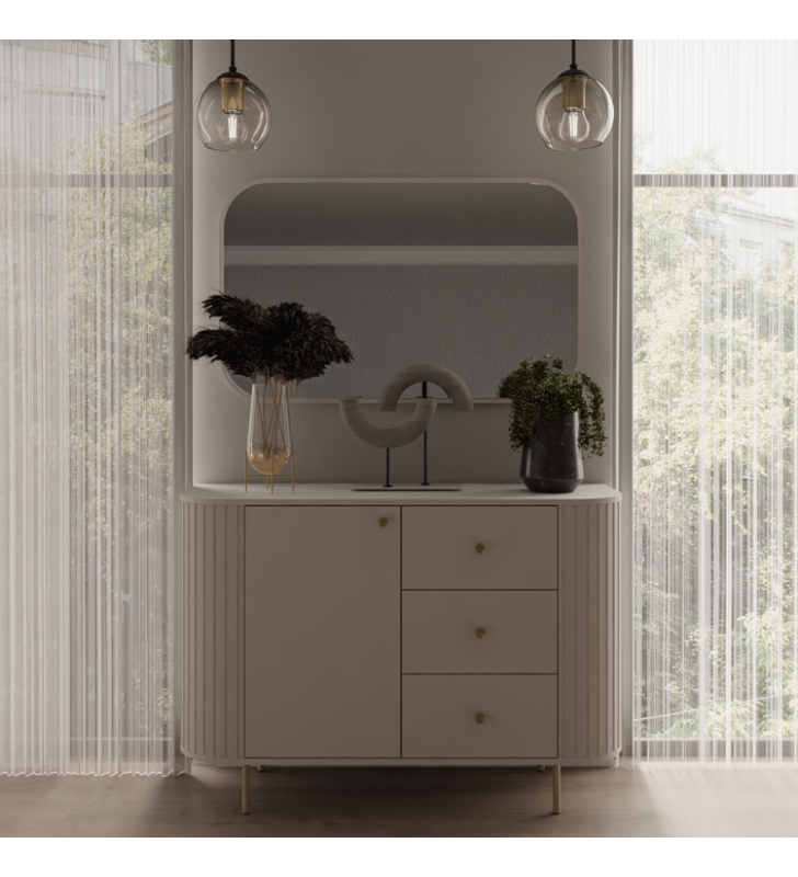 Beżowa komoda z szufladami w stylu nowoczesnym Ovalio 813