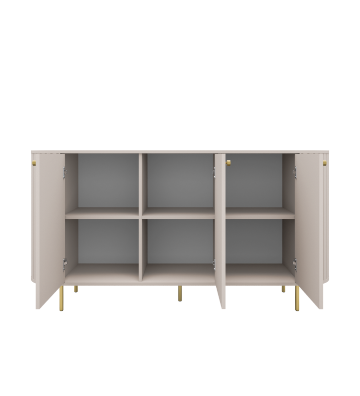 Beżowa, szeroka komoda w stylu nowoczesnym Ovalio 830