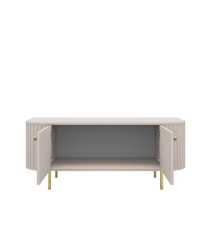 Beżowy stolik RTV w stylu nowoczesnym Ovalio 302