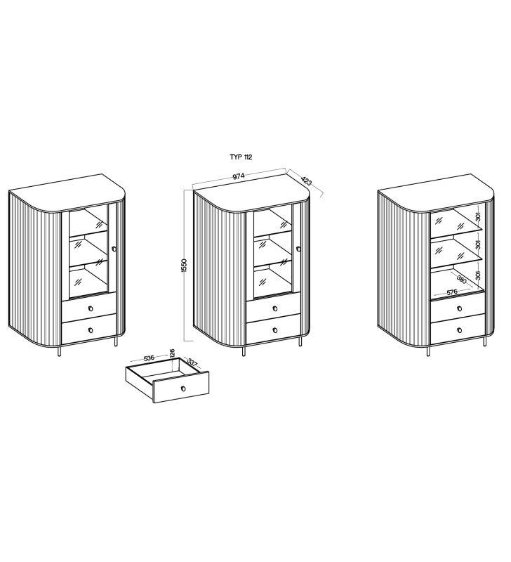 Beżowa witryna w stylu nowoczesnym Ovalio 112