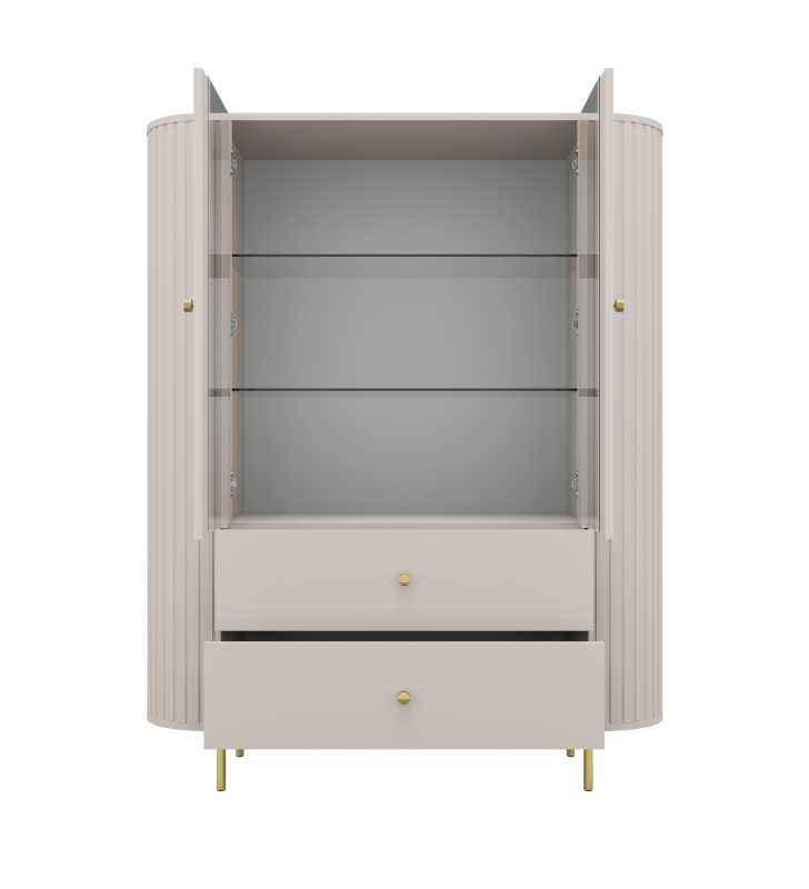 Beżowa, szeroka witryna w stylu nowoczesnym Ovalio 122