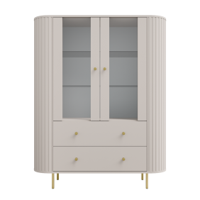 Beżowa, szeroka witryna w stylu nowoczesnym Ovalio 122